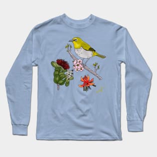 Japanese white eye design Long Sleeve T-Shirt